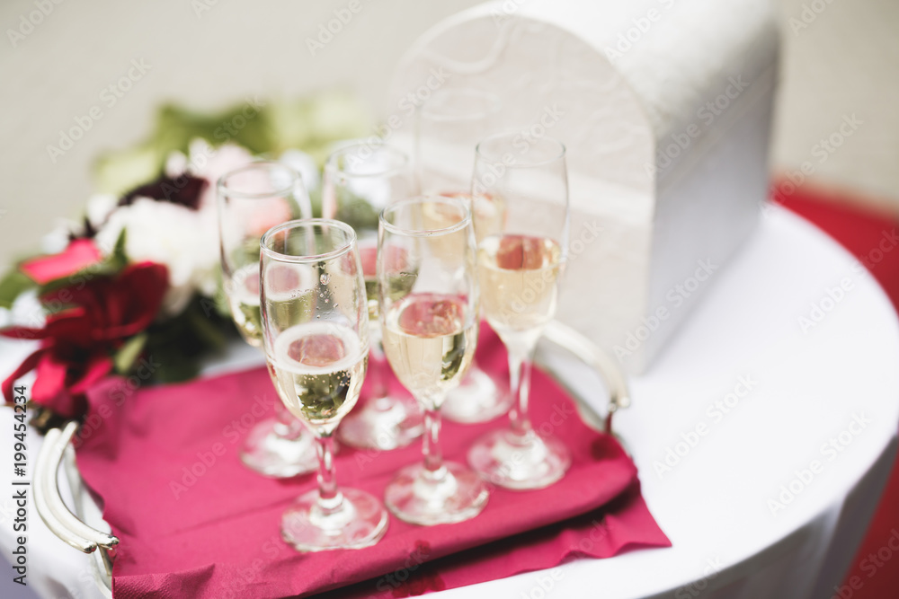 Luxury glasses with champagne on the table Luxury glasses with champagne on the table