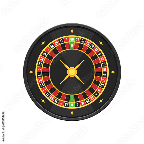 Casino american roulette wheel. Gambling games concept. Vector illustration in trendy flat style isolated on white background