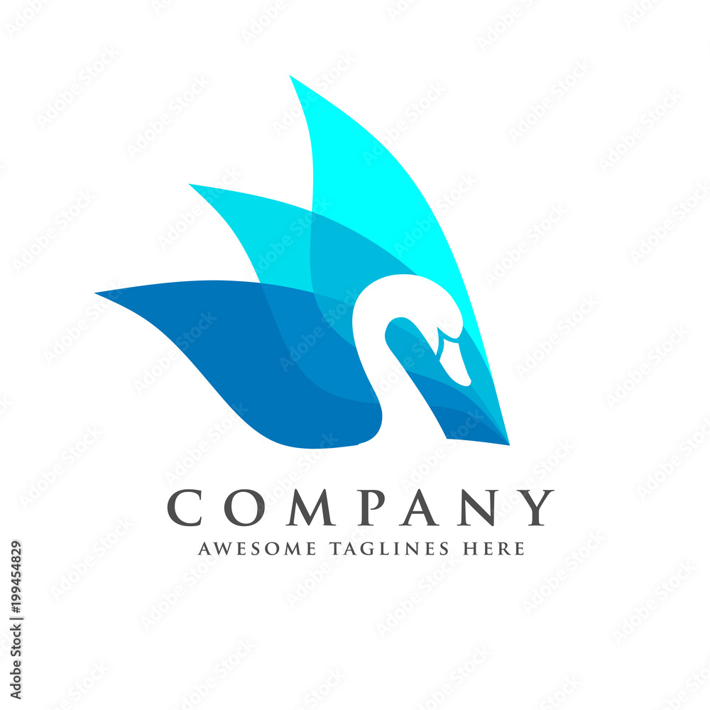 Fototapeta premium creative and elegant swan logo vector bird logo design