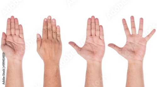 Male hand showing five fingers