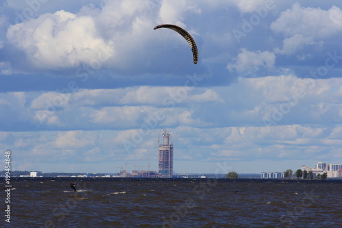 Obraz na płótnie Kiting at Newa bay