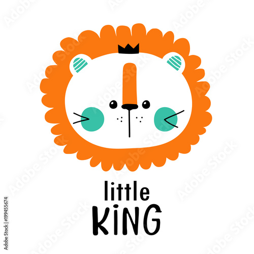 Fototapeta Naklejka Na Ścianę i Meble -  Vector illustration of cute little lion for print,poster,scandinavian design