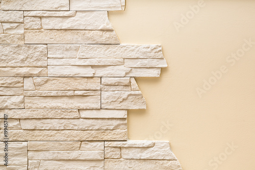 pattern of decorative white slate stone wall surface
