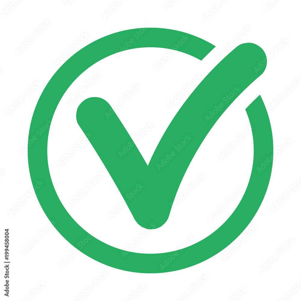 Check mark icon on white background. Check mark icon on white background.