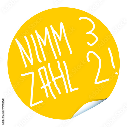 Nimm 3 Zahl 2 - gelber runder button