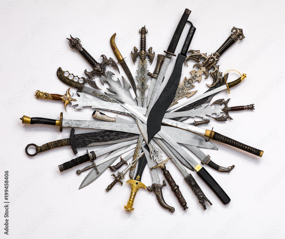 collection of medieval swords, knives and daggers collection of medieval swords, knives and daggers