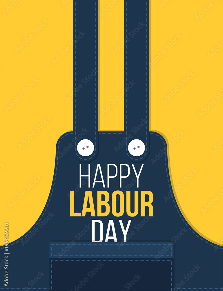 Labour day poster background in yellow and blue
