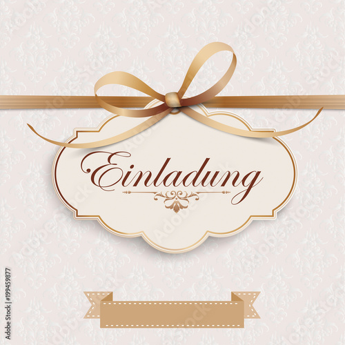 Einladung Karte mit Band und Emblem