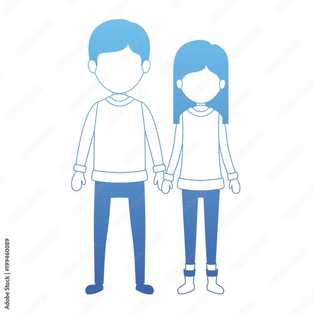 couple with winter clothes characters couple with winter clothes characters