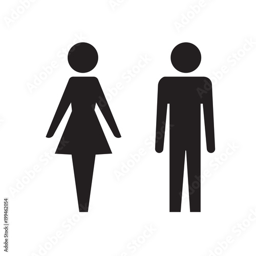 Vector man and woman icons, toilet sign, restroom icon, minimal style, pictogram 