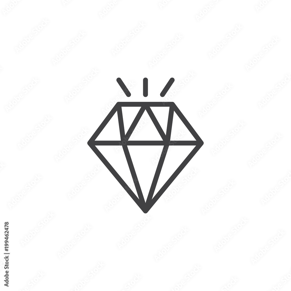 Shining diamond outline icon. linear style sign for mobile concept and web design. Gemstone simple line vector icon. Symbol, logo illustration. Pixel perfect vector graphics Shining diamond outline icon. linear style sign for mobile concept and web design. Gemstone simple line vector icon. Symbol, logo illustration. Pixel perfect vector graphics
