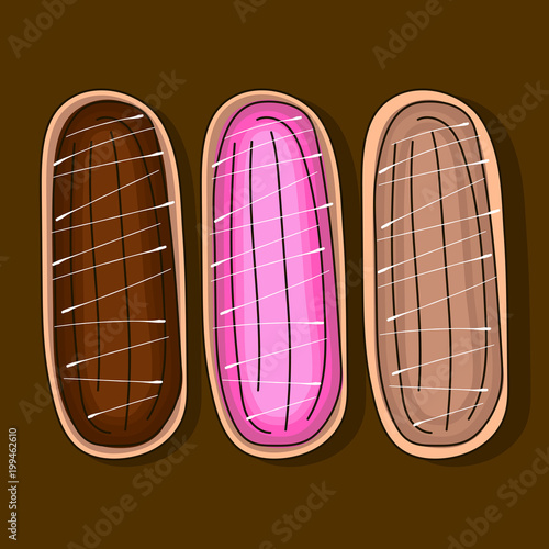 custard cake biscuits icons set.