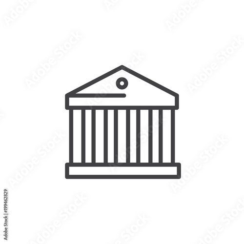 Bank building outline icon. linear style sign for mobile concept and web design. simple line vector icon. Symbol, logo illustration. Pixel perfect vector graphics