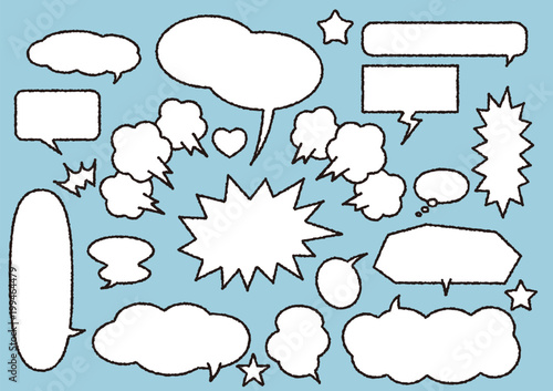 speech bubbles, icons set, Brush handwriting style