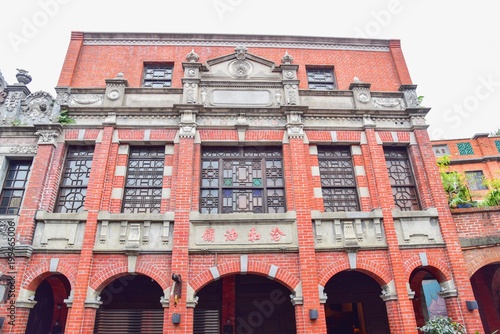 Ancient Red Brick Buildings at Sanxia Old Street in Taipei, Taiwan photo