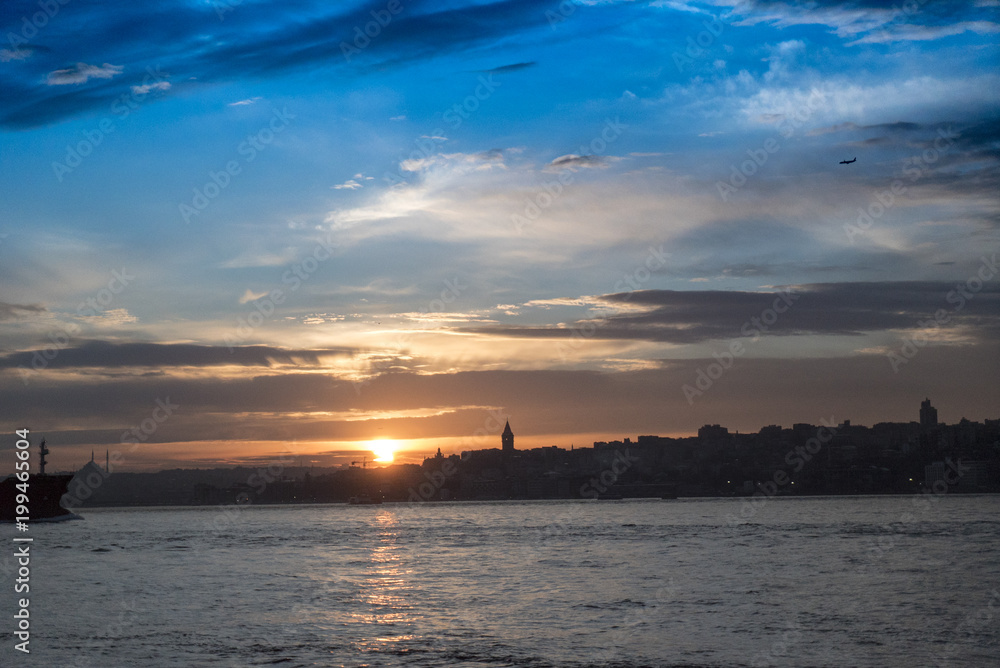 Istanbul bosphorus with beautiful sunset