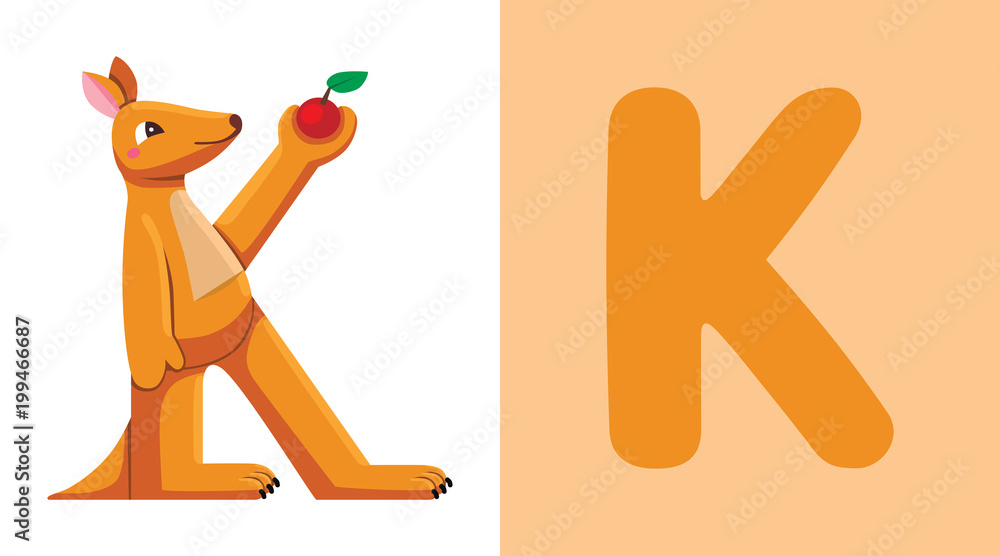 K is for Kangaroo. Letter K. Kangaroo, cute illustration. Animal alphabet. K is for Kangaroo. Letter K. Kangaroo, cute illustration. Animal alphabet.