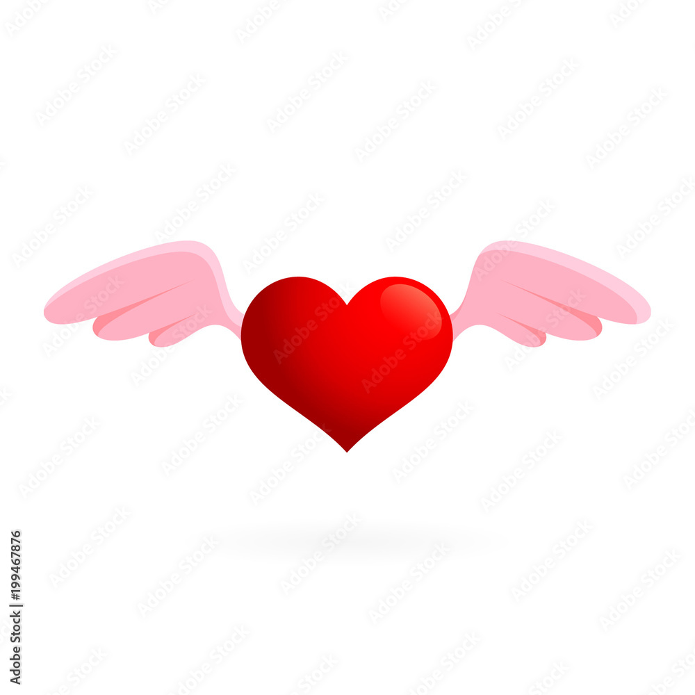 Heart with wings illustration.