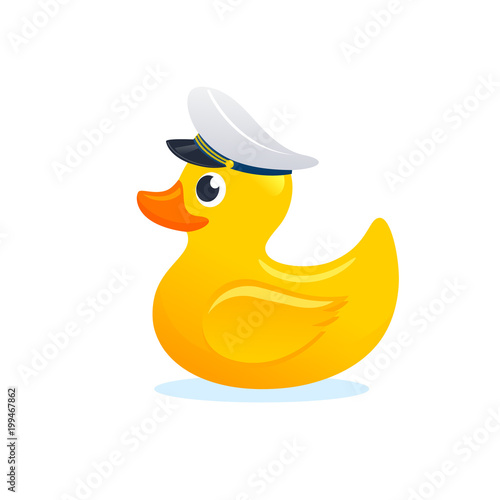 Rubber Duck in Captain Hat. Funny illustration