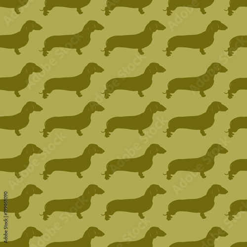 Vector pattern with repeating  picture of dachshund