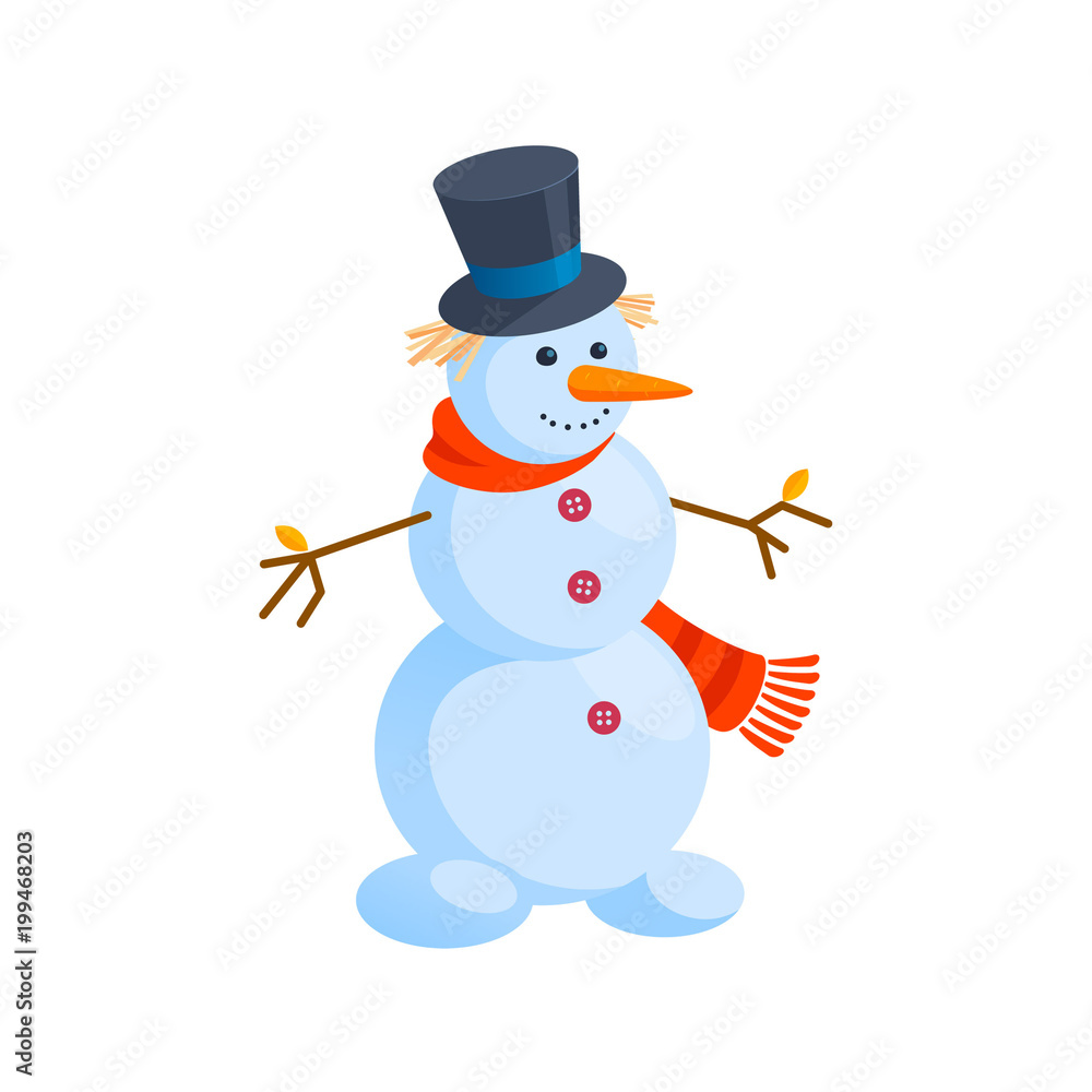 Cute snowman with the tophat. Stock illustration. Cute snowman with the tophat. Stock illustration.