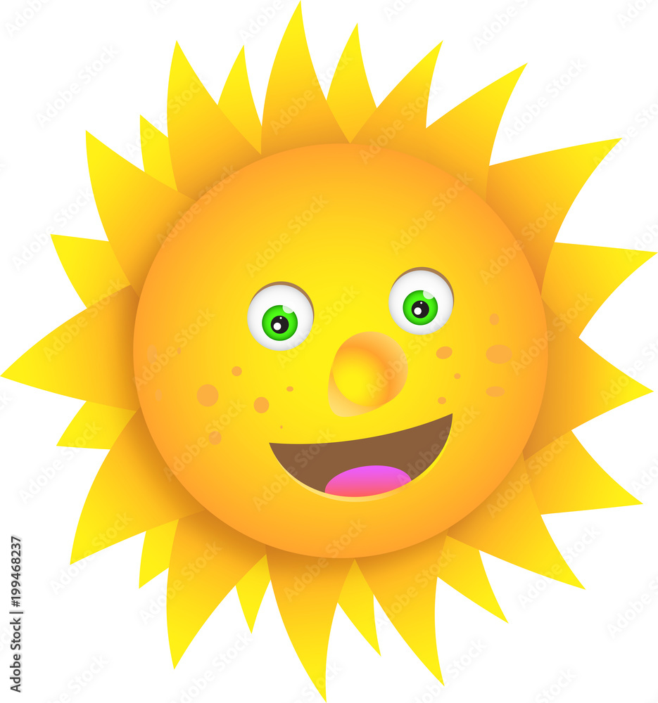 Happy Smiling Sun Cartoon. Vector illustration.