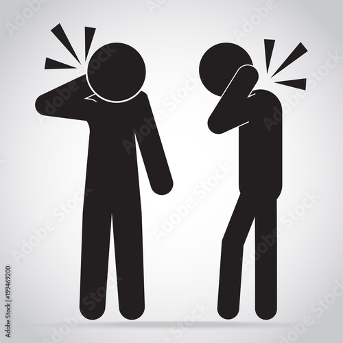 Man neck pain icon. Office syndrome icon sign illustration