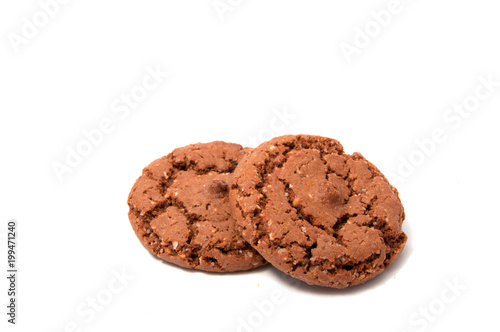 Chocolate cookies isolated on the white