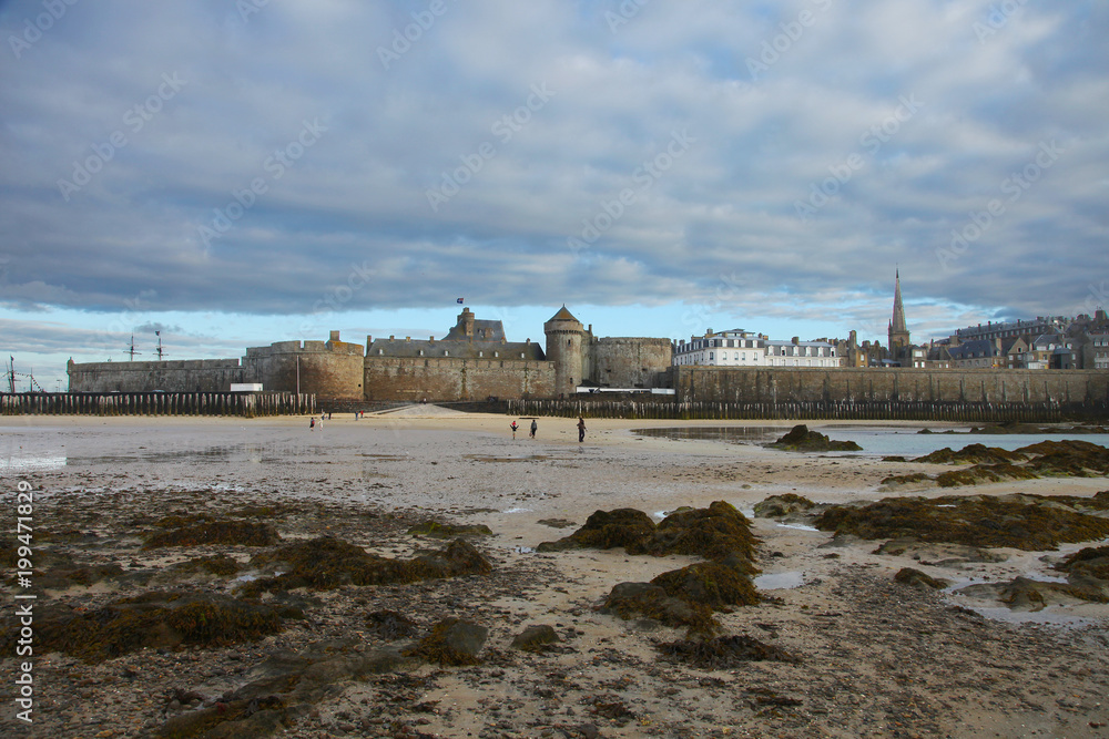 View from the cliffs to Saint-Malo in evening