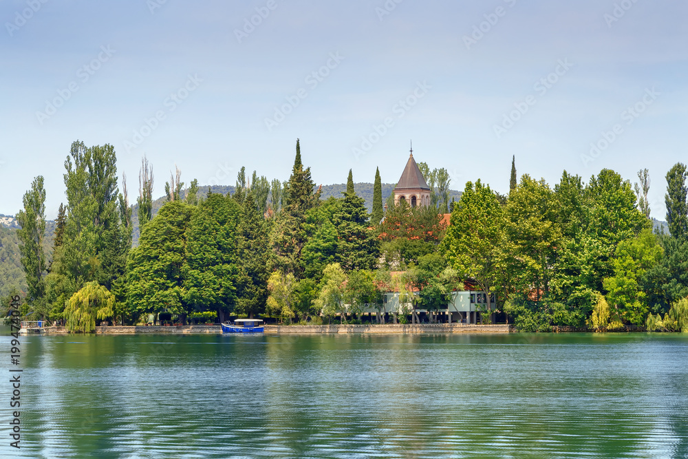 Visovac Island in Krka park, Croatia Visovac Island in Krka park, Croatia