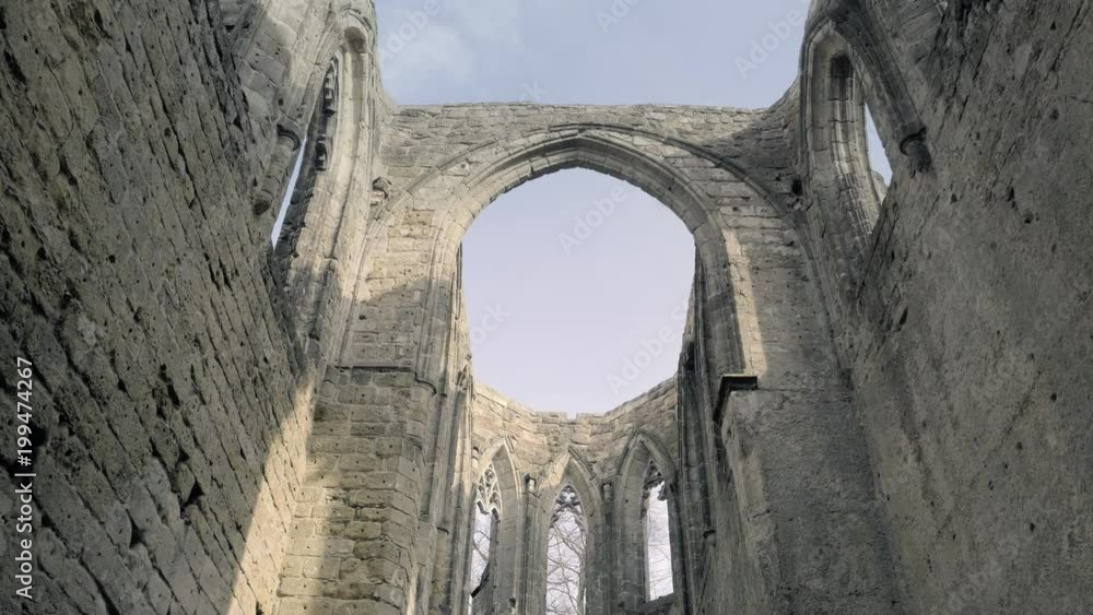 Gothic cathedral without roof. Ruins of medieval castle. Royal City ...