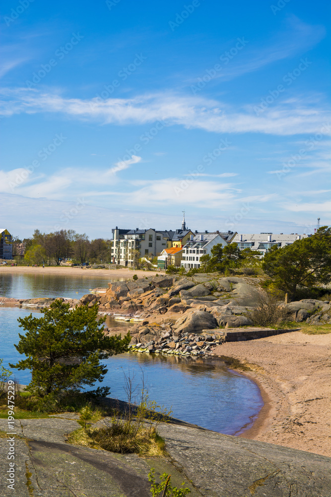 Sea shore and Hanko city view, Finland