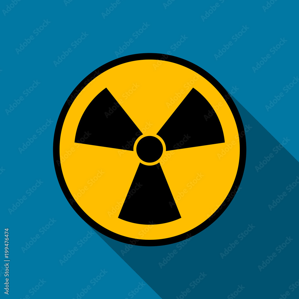 radiation icon symbol with long shadow black,Simple design style.vector illustration radiation icon symbol with long shadow black,Simple design style.vector illustration