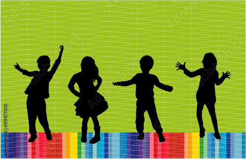 Children silhouette. Abstract background.