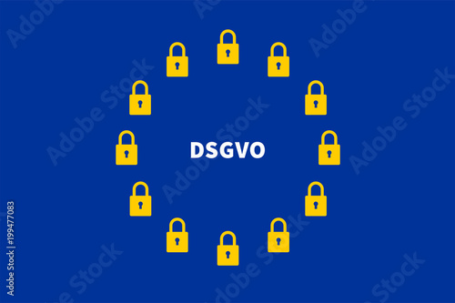 locks as symbols on a EU flag for DSGVO