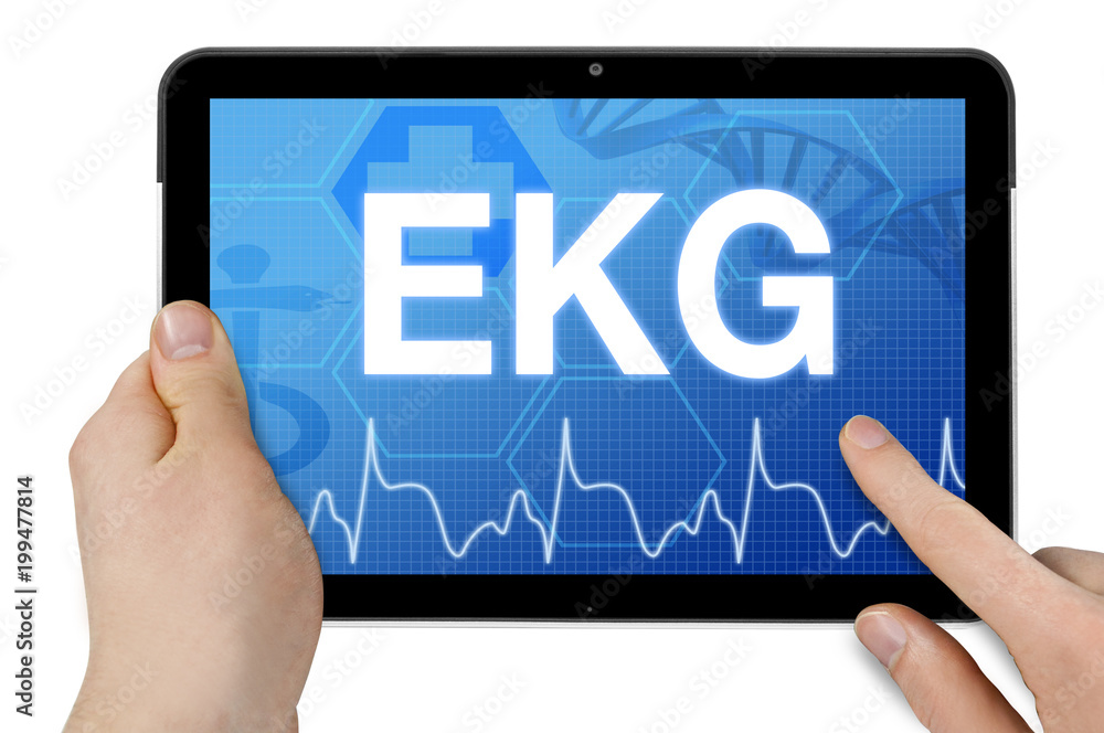 Tablet mit Diagnose EKG Elektrokardiogramm Tablet mit Diagnose EKG Elektrokardiogramm