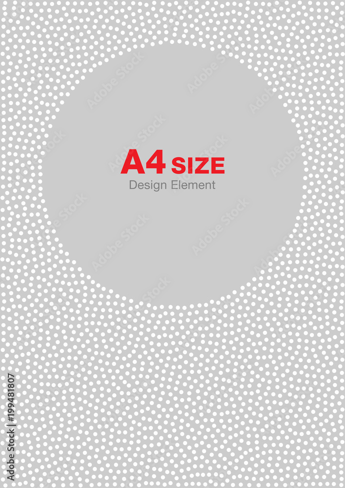 White abstract halftone dots circle frame on light gray background. Abstract circle gray dots background. Circle frame dots Backdrop. Dots pattern. Vector Background A4 size, a4 format backdrop frame White abstract halftone dots circle frame on light gray background. Abstract circle gray dots background. Circle frame dots Backdrop. Dots pattern. Vector Background A4 size, a4 format backdrop frame