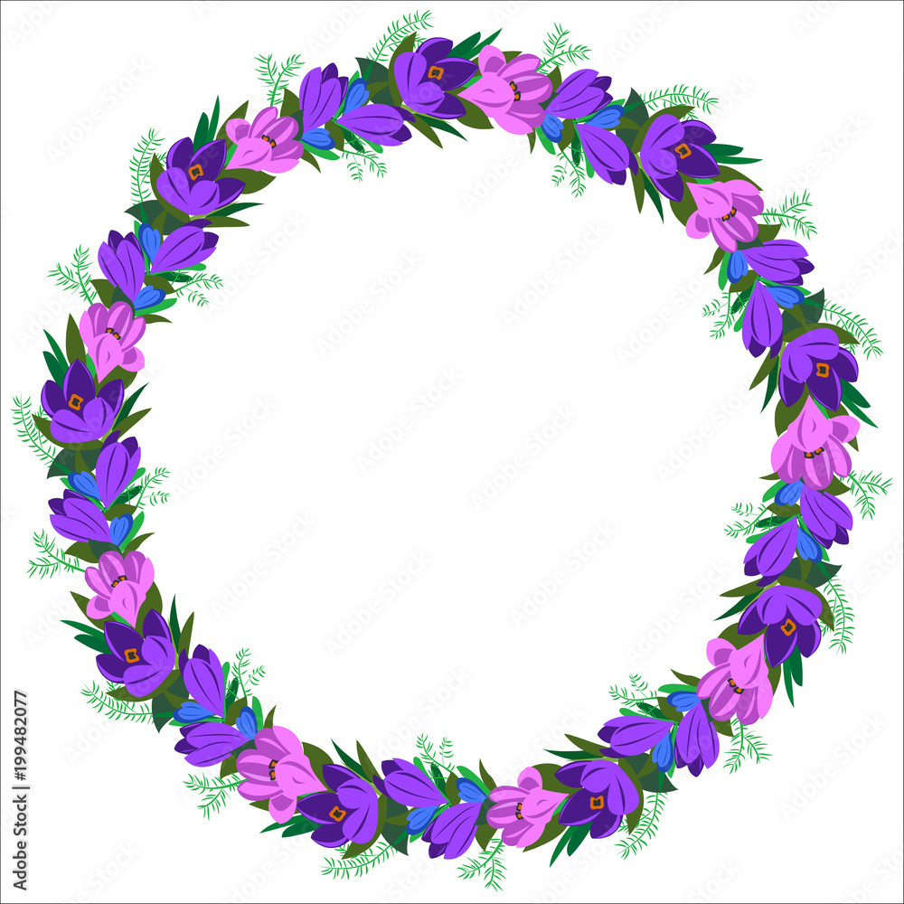 Wreath of flowers. Round frame for your design, greeting cards, posters. Wreath of flowers. Round frame for your design, greeting cards, posters.