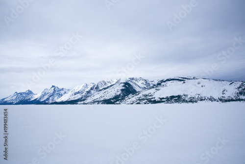 Yellowstone National Park in Winter with snow and clear sky