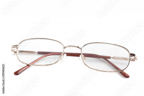 Adult glasses on white background.