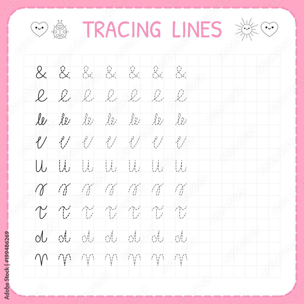 tracing lines basic writing worksheet for kids working pages for children preschool or kindergarten worksheets trace the pattern stock vector adobe stock