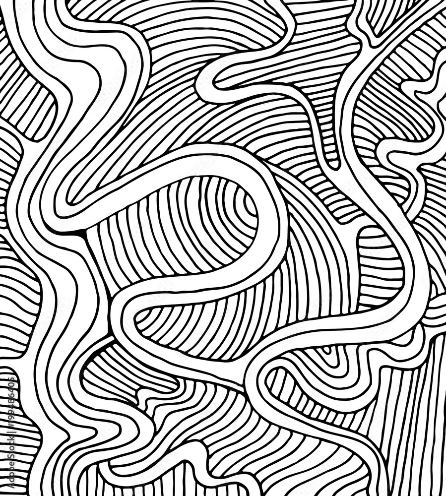 Coloring page doodle wave pattern.