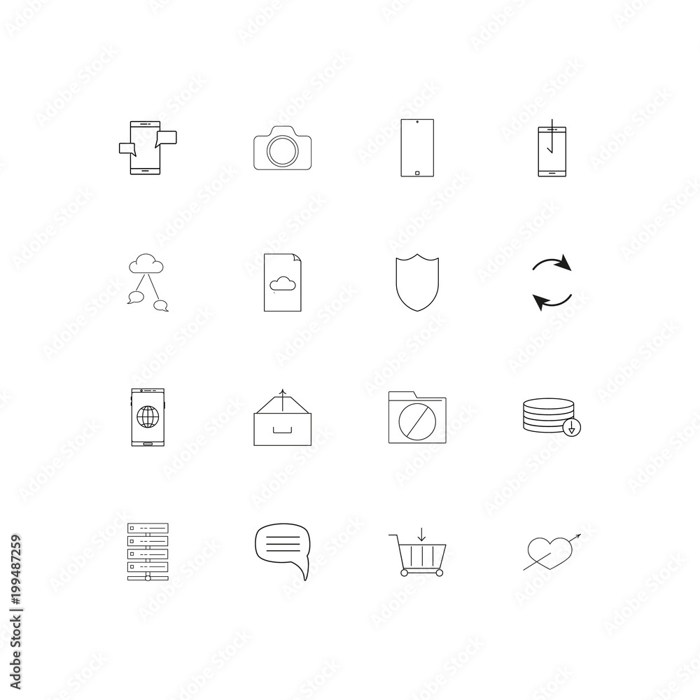 Network And Database simple linear icons set. Outlined vector icons Network And Database simple linear icons set. Outlined vector icons