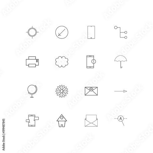 Signs And Symbols simple linear icons set. Outlined vector icons