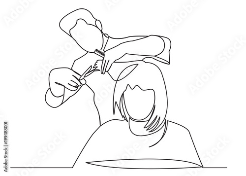 hairdresser shearing girl