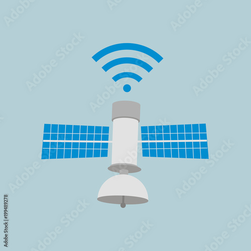 Satellite Icon on blue color. photo