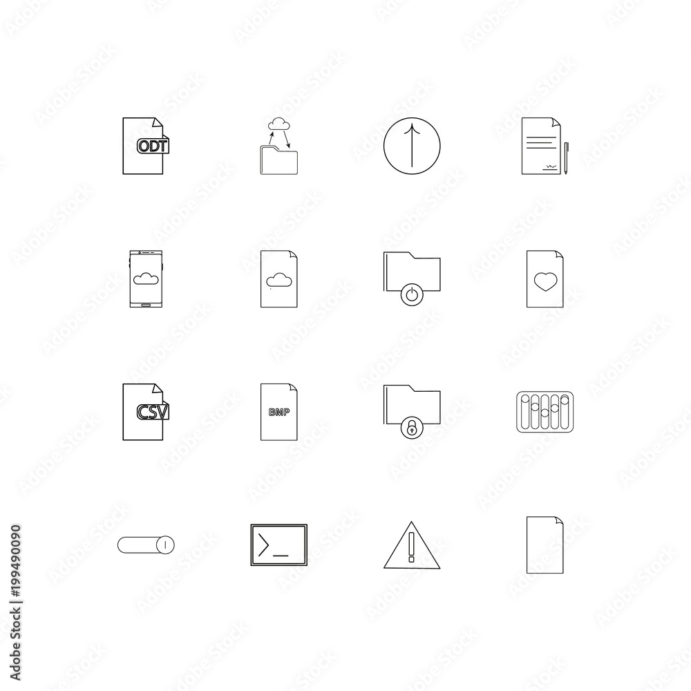 Files And Folders, Sign simple linear icons set. Outlined vector icons Files And Folders, Sign simple linear icons set. Outlined vector icons
