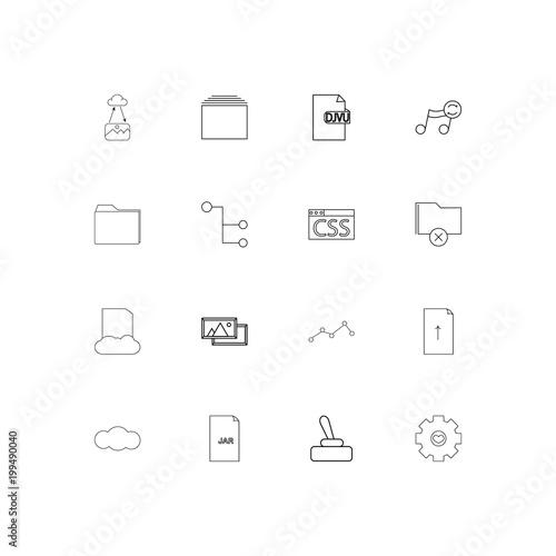 Files And Folders, Sign simple linear icons set. Outlined vector icons