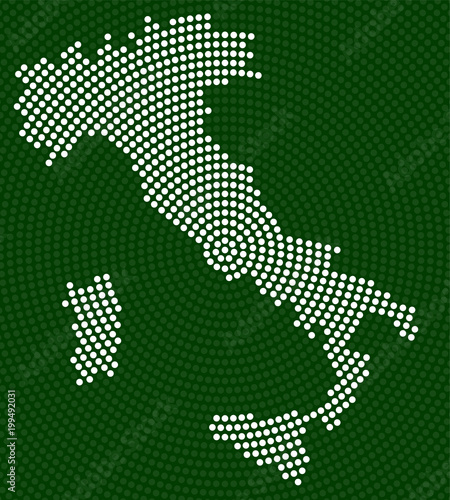 Abstract map Italy of radial dots. Vector