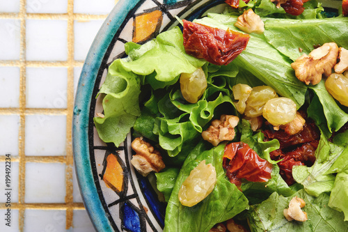 salad with nuts and sun dried tomatoes